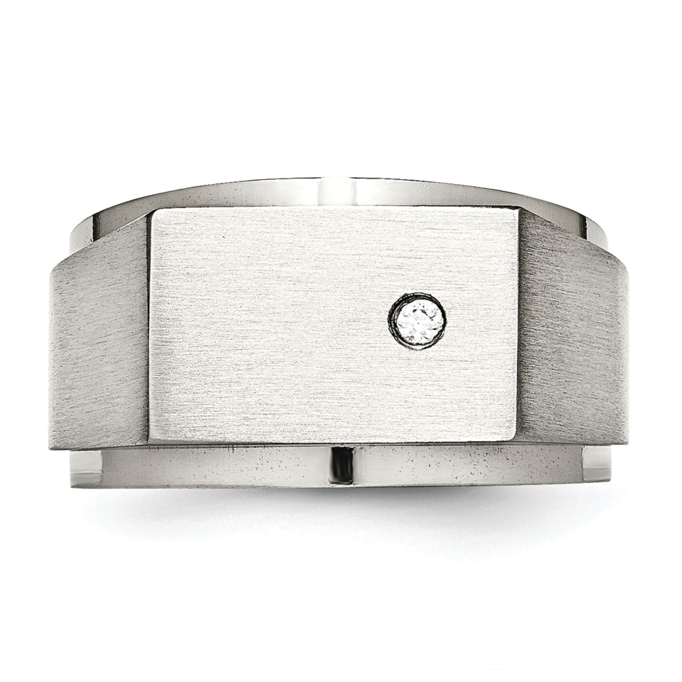 名作 Men's Steel Stainless Zirconia Cubic White Signet 185YBA - Ring ビリヤード