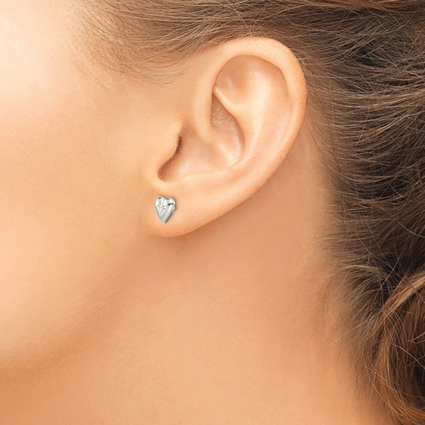 Sterling Silver Polished Heart Post Earrings - 17KMJA