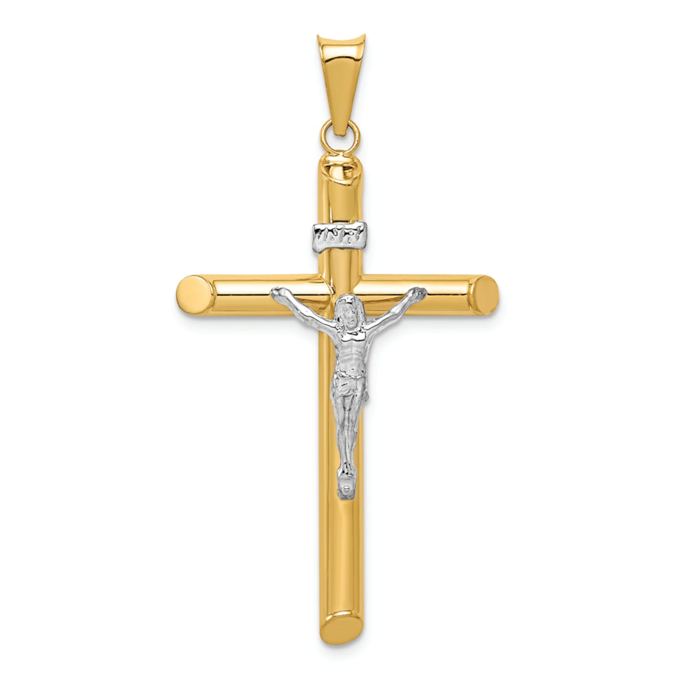 14K Yellow and White Gold Polished Crucifix Pendant - 1273YA