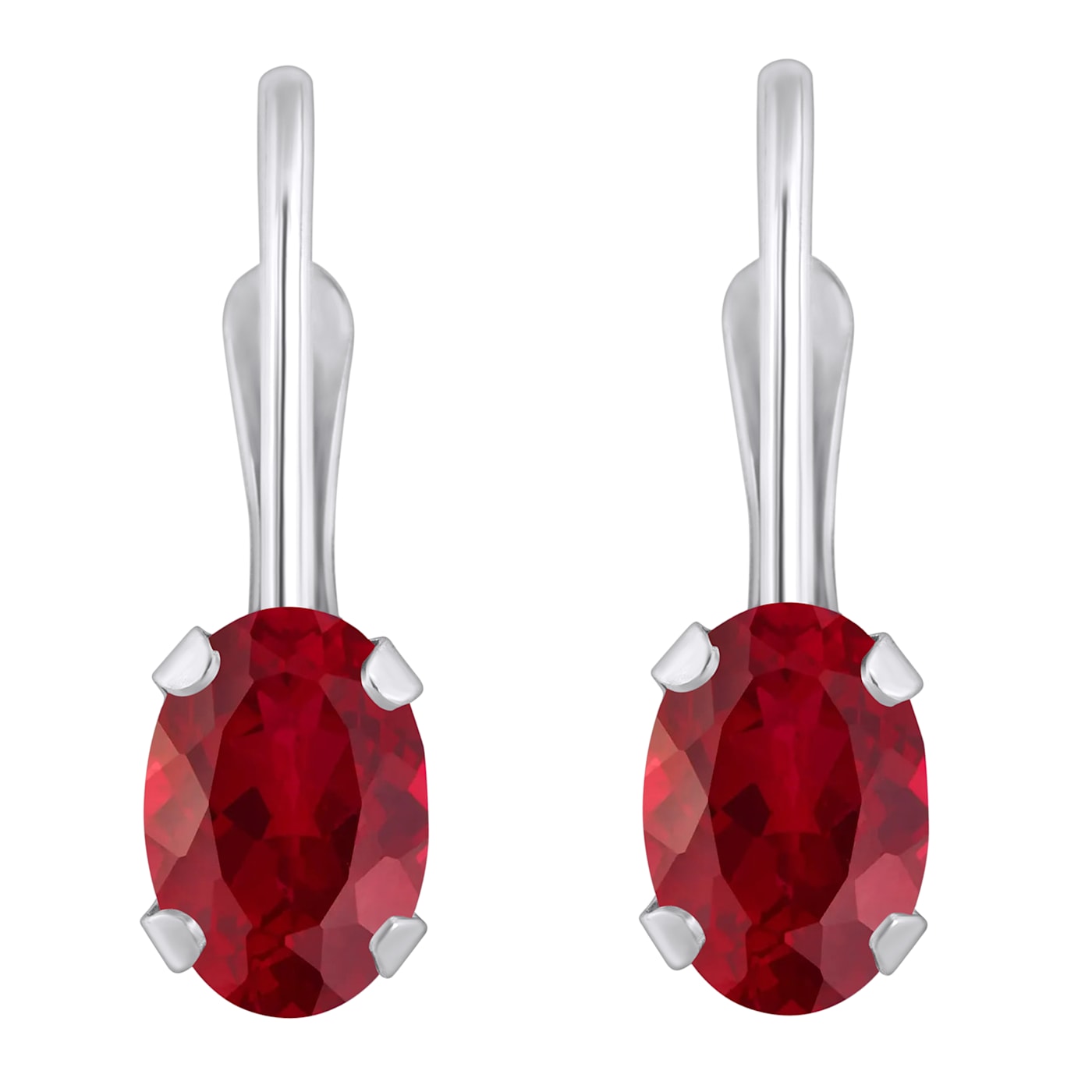 【再入荷！】 Ruby Created Lab Oval 6x4mm Rhodium Drop Gold White 10k Over その他