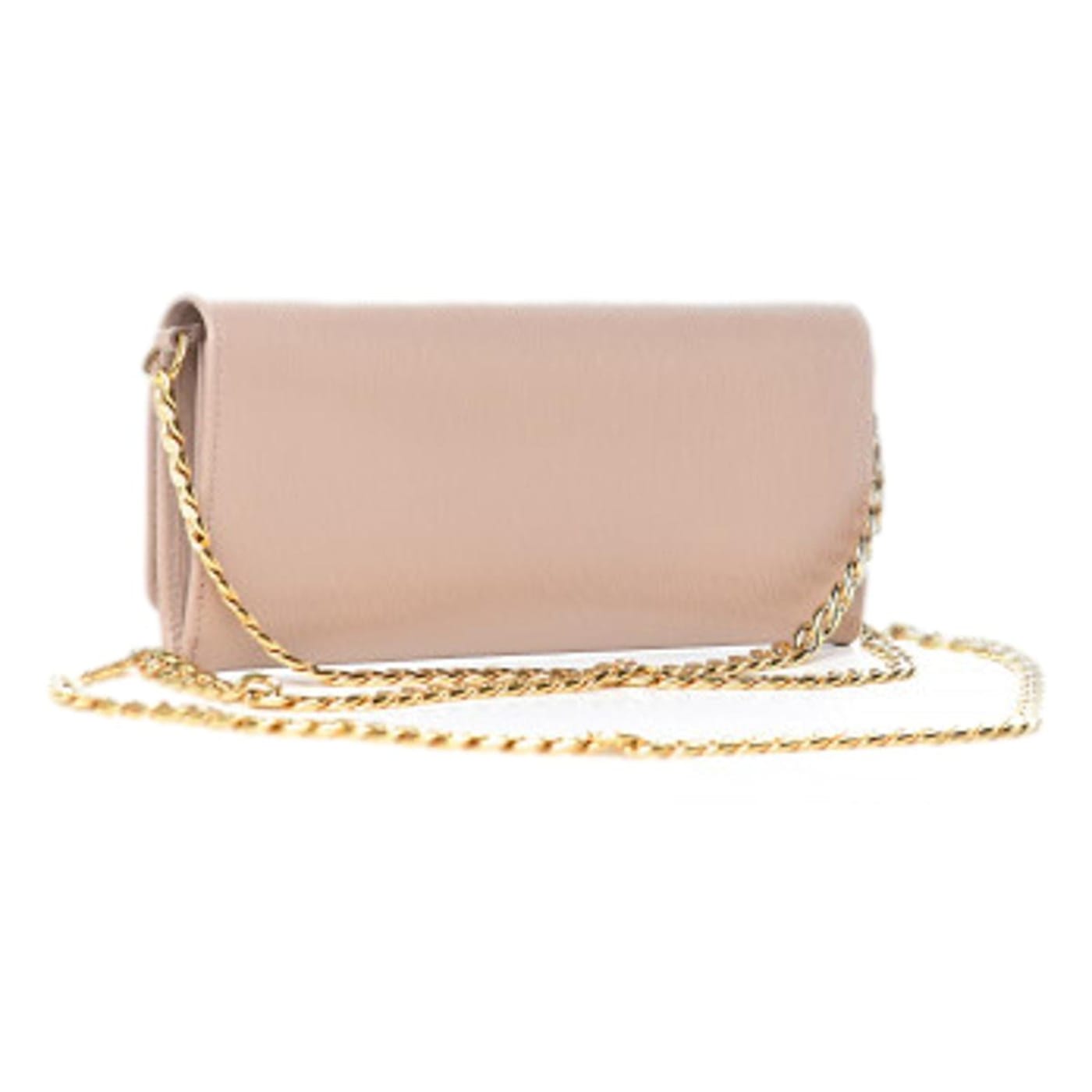PRADA プラダ コインケースVitello Move CIPRIA Prada Cipria Beige Vitello Move Leather Chain Wallet