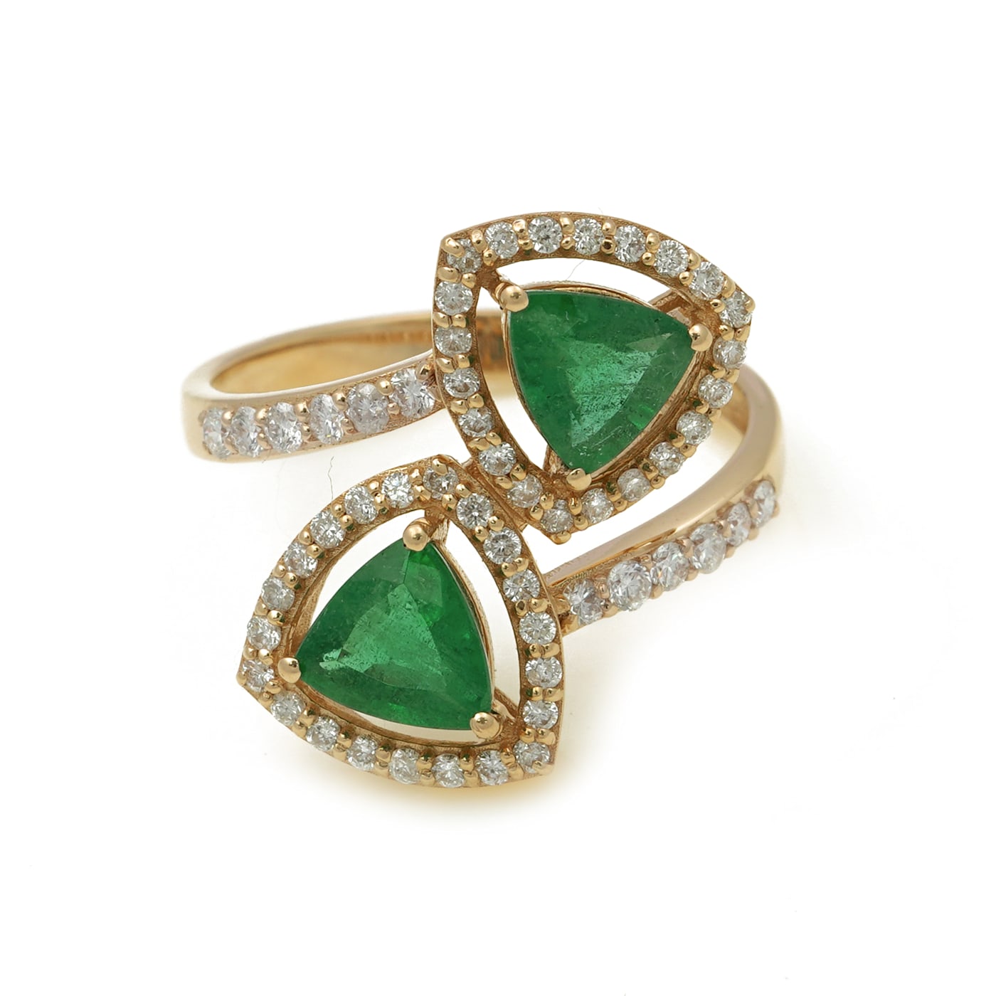 1.49Ctw Emerald with 0.52Ctw Diamond Ring in 14K YG - 16R2KA