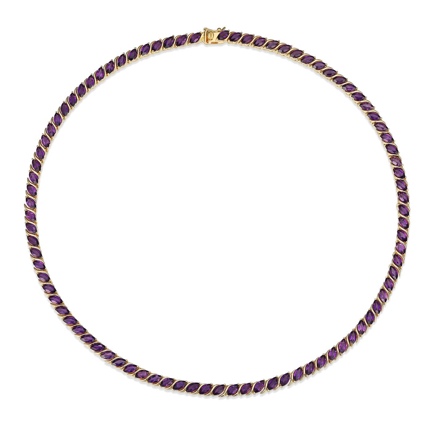 Purple African Amethyst 18K Yellow Gold Over Sterling Silver Tennis Necklace 15.25ctw