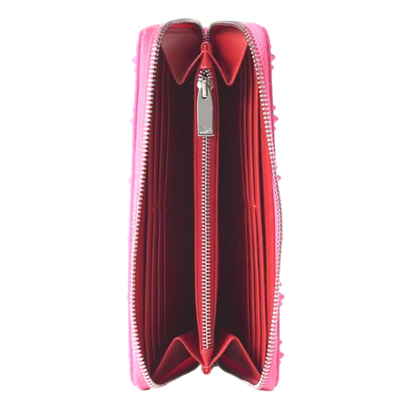 【送料&関税込】Christian Louboutin Panettone Studded Zip-ar Panettone - Wallet - Grained calf leather and spikes - Black