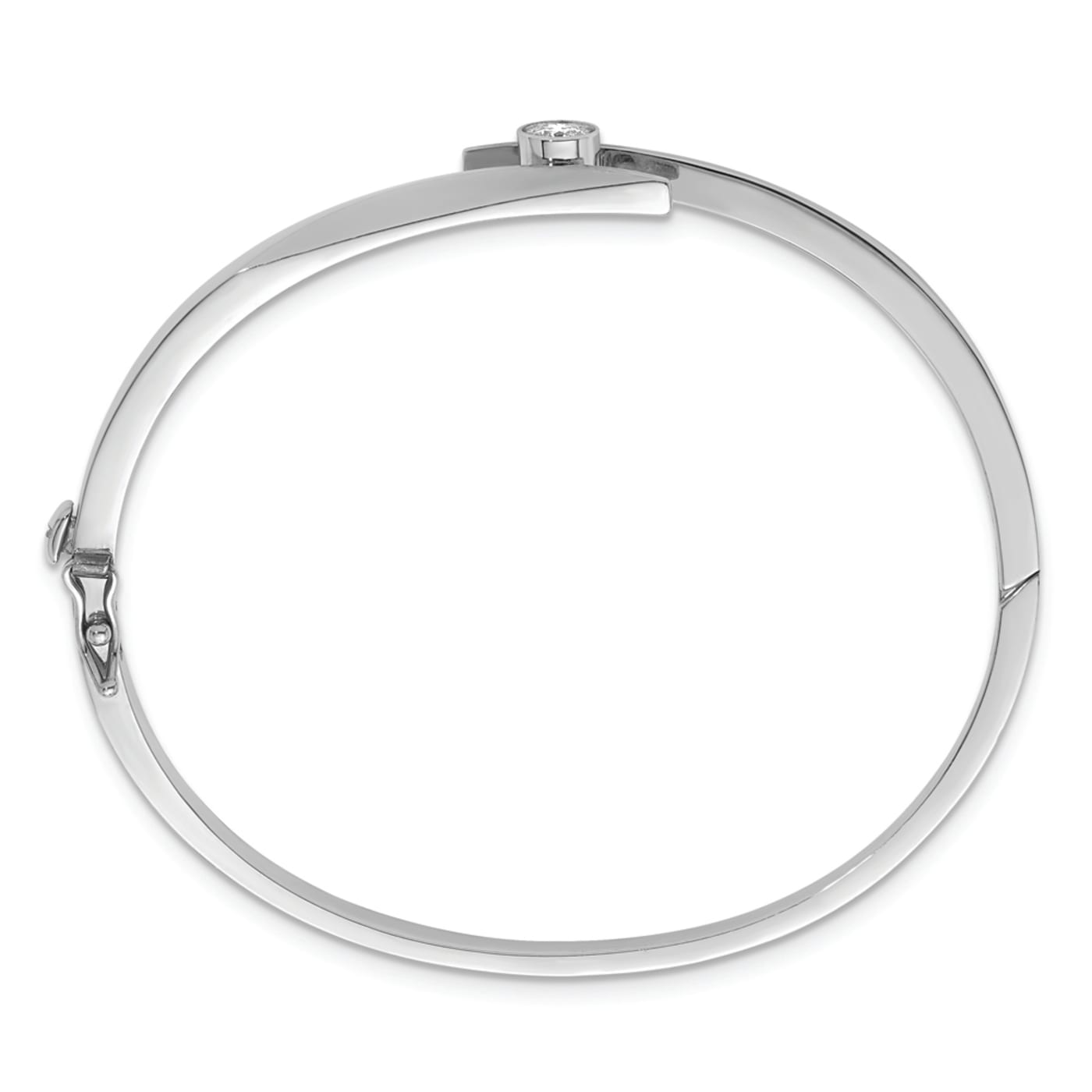 Rhodium Over 14K White Gold Diamond Hinged Bangle 0.25ctw