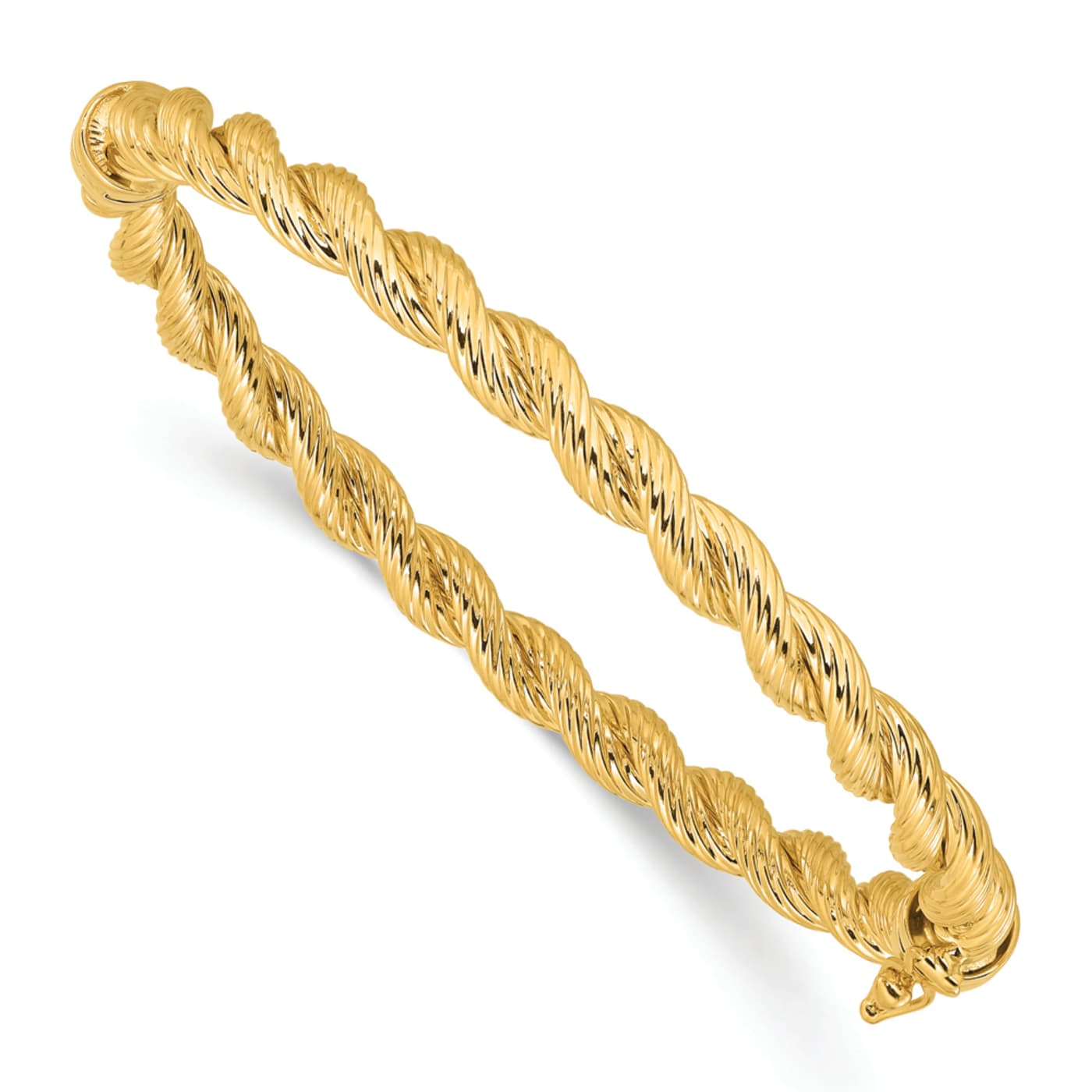 冬ギフト セ Yellow 14K Gold Bangle Hinged Twisted Textured and Polished コンタクトレンズケア用品