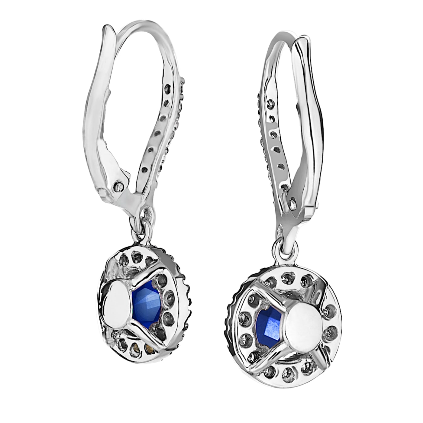 0.52ctw Sapphire and Diamond Earrings in 14k White Gold - 14F76D