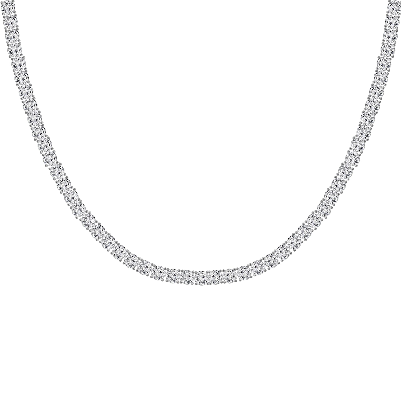 White Cubic Zirconia Platinum Over Sterling Silver Tennis Necklace