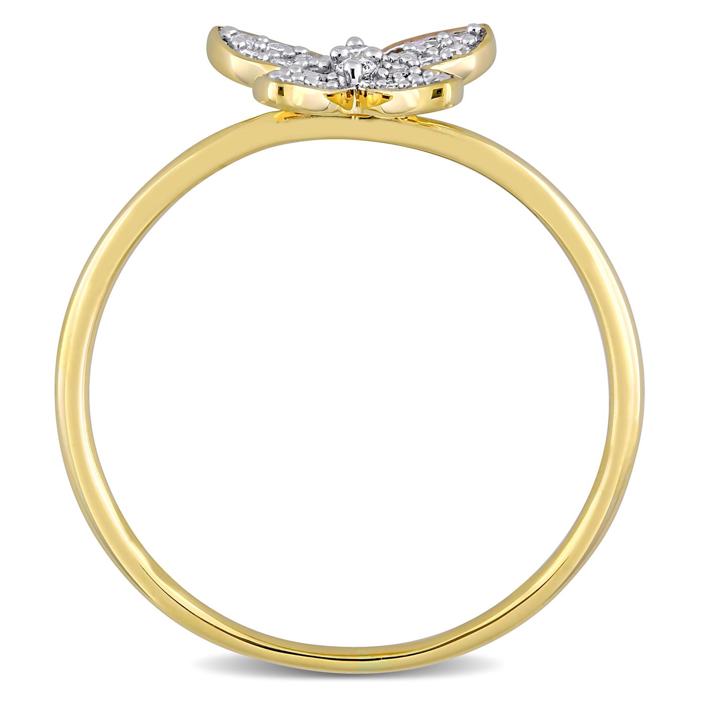 1/8 CT TW Diamond Butterfly Ring in 10K Yellow Gold - 14MVVA