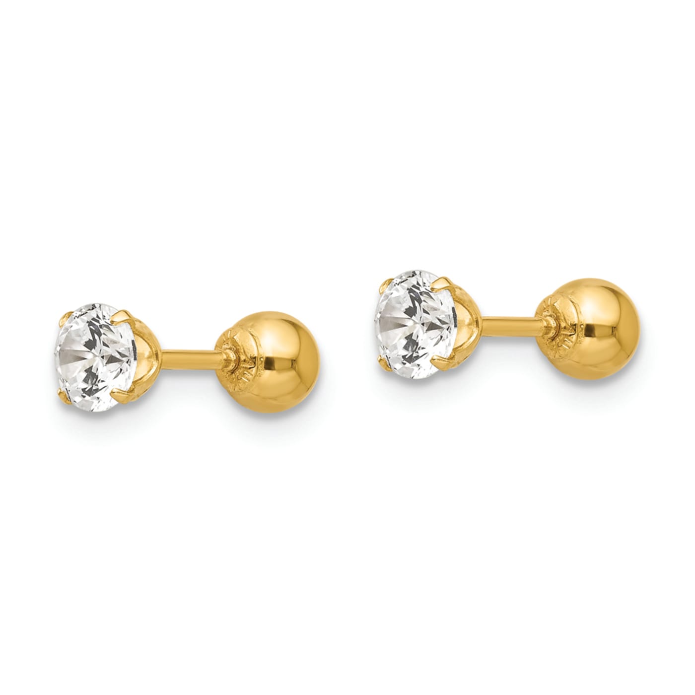 14K Yellow Gold Polished Reversible Cubic Zirconia and 4mm
