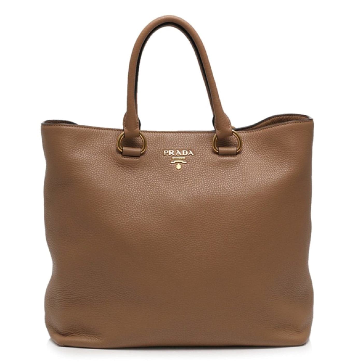 Prada Vitello Phenix Cognac Brown Shopping Tote Bag 197SRA