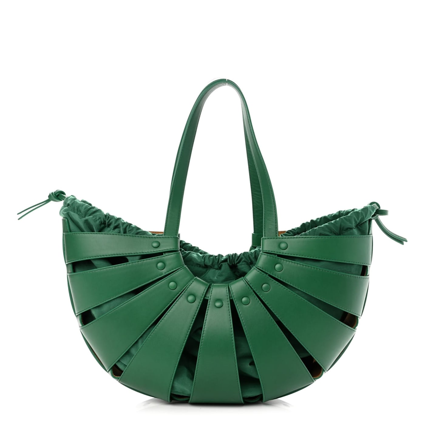 【BOTTEGA VENETA】Green/レザーバングル/　Size:S Bottega Veneta - Cassette Racing Green Padded Woven Leather Bag