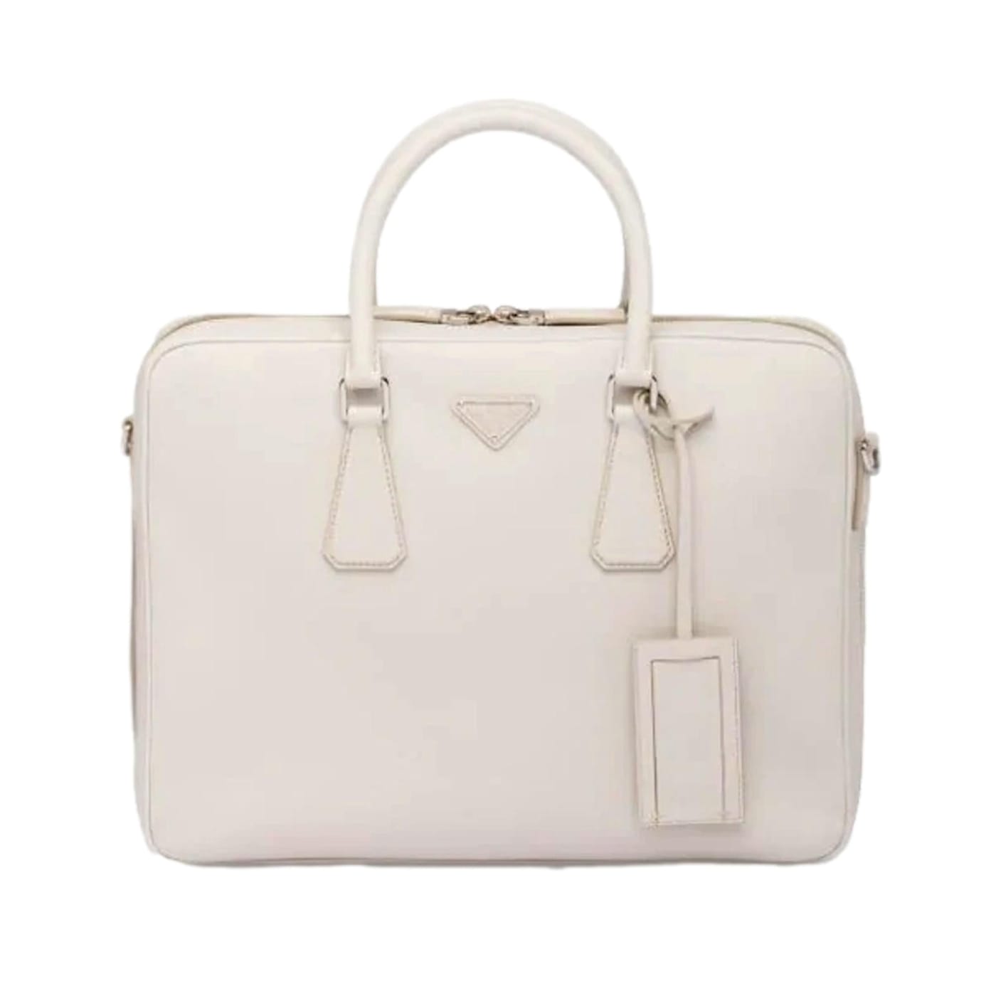 Prada Saffiano Ivory Leather Briefcase Satchel Tote Bag - 1FFTTA