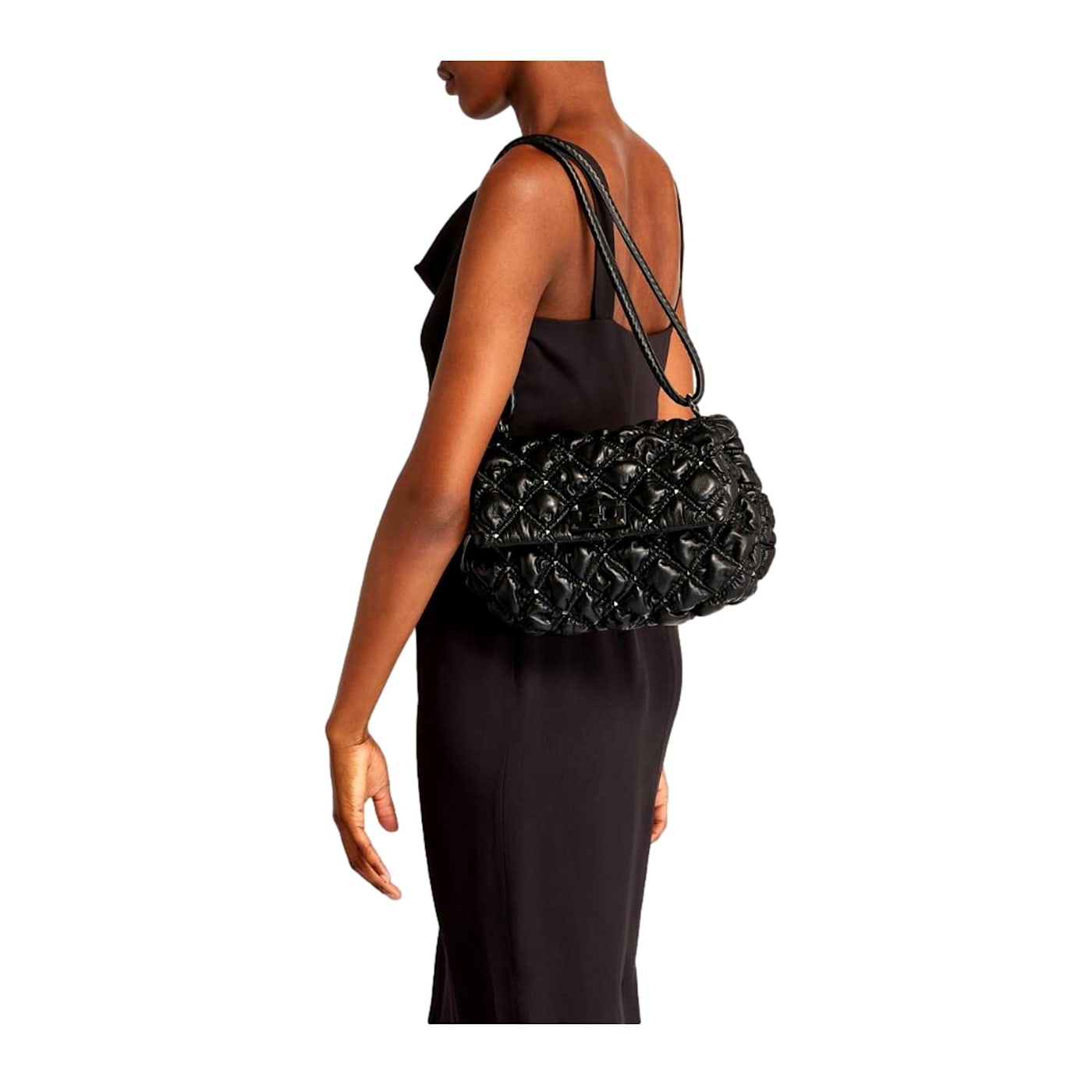 【関税込み】ABRA ブラック Spike バゲットバッグ Valentino Garavani Spikeme Black Studded Leather Medium