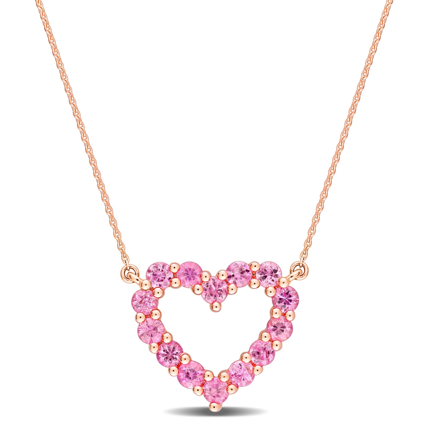 1 1/8 CT TGW Pink Sapphire Heart Pendant with Chain in 10K