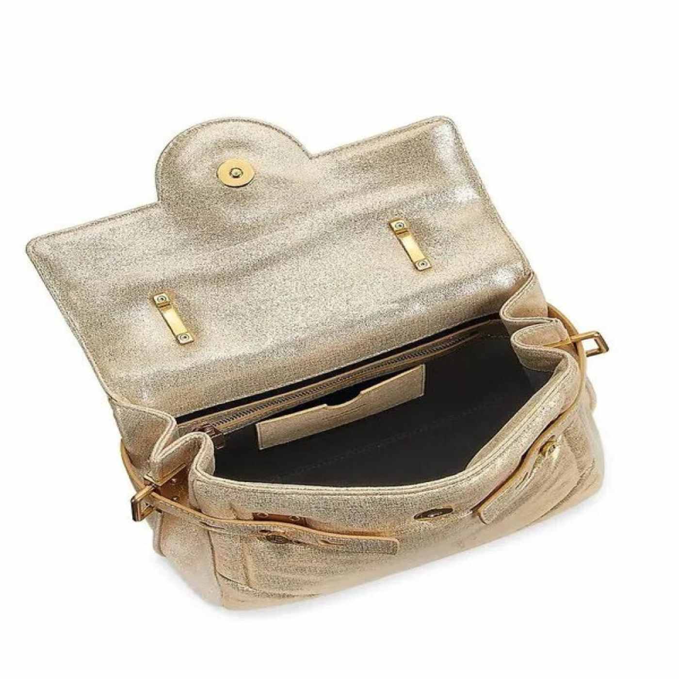 Balmain B-Buzz 23 Metallic Gold Tote Crossbody Shoulder Bag