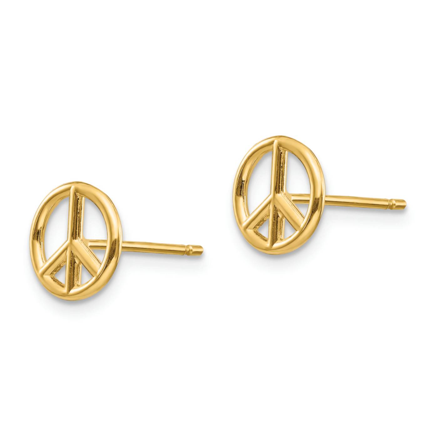 14k Yellow Gold Polished 8mm Peace Symbol Stud Earrings - 1C6W0A