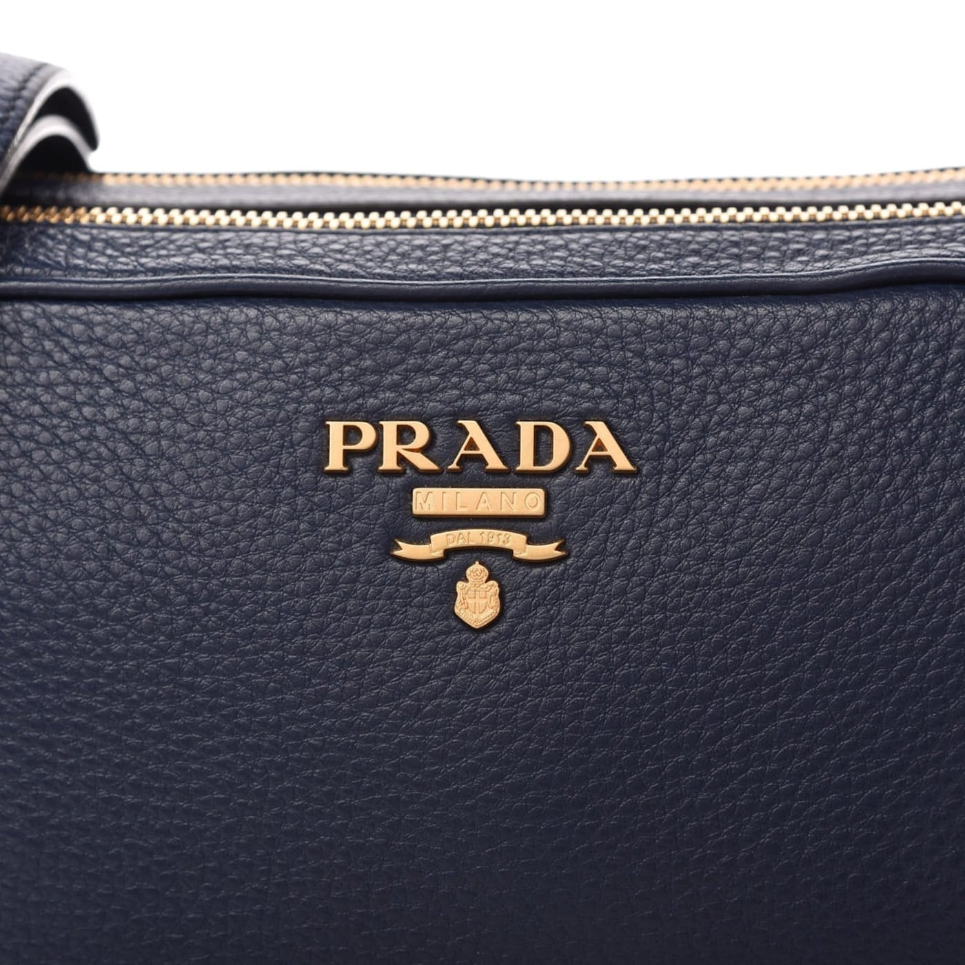 Prada Baltico Blue Vitello Phenix Leather Double Zip