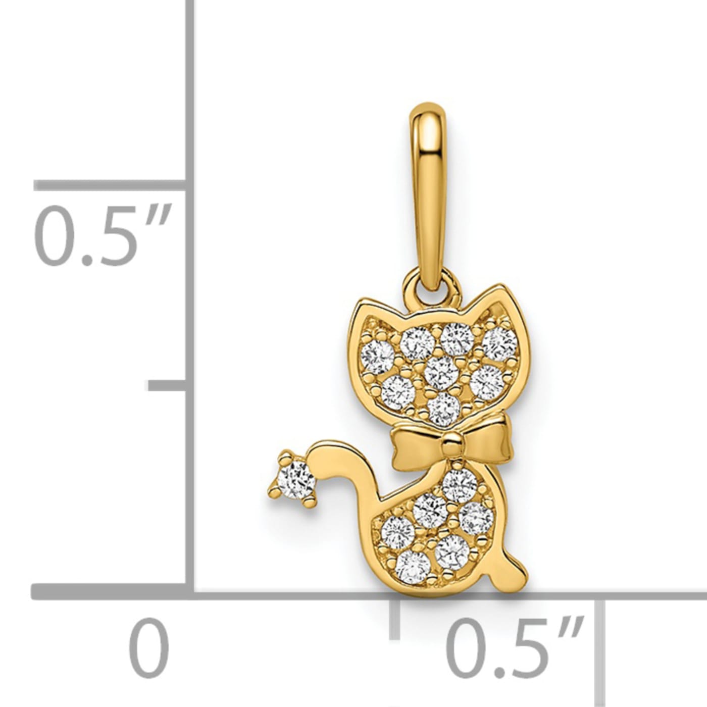 14K Yellow Gold Cubic Zirconia Cat Pendant - 1BRK7A