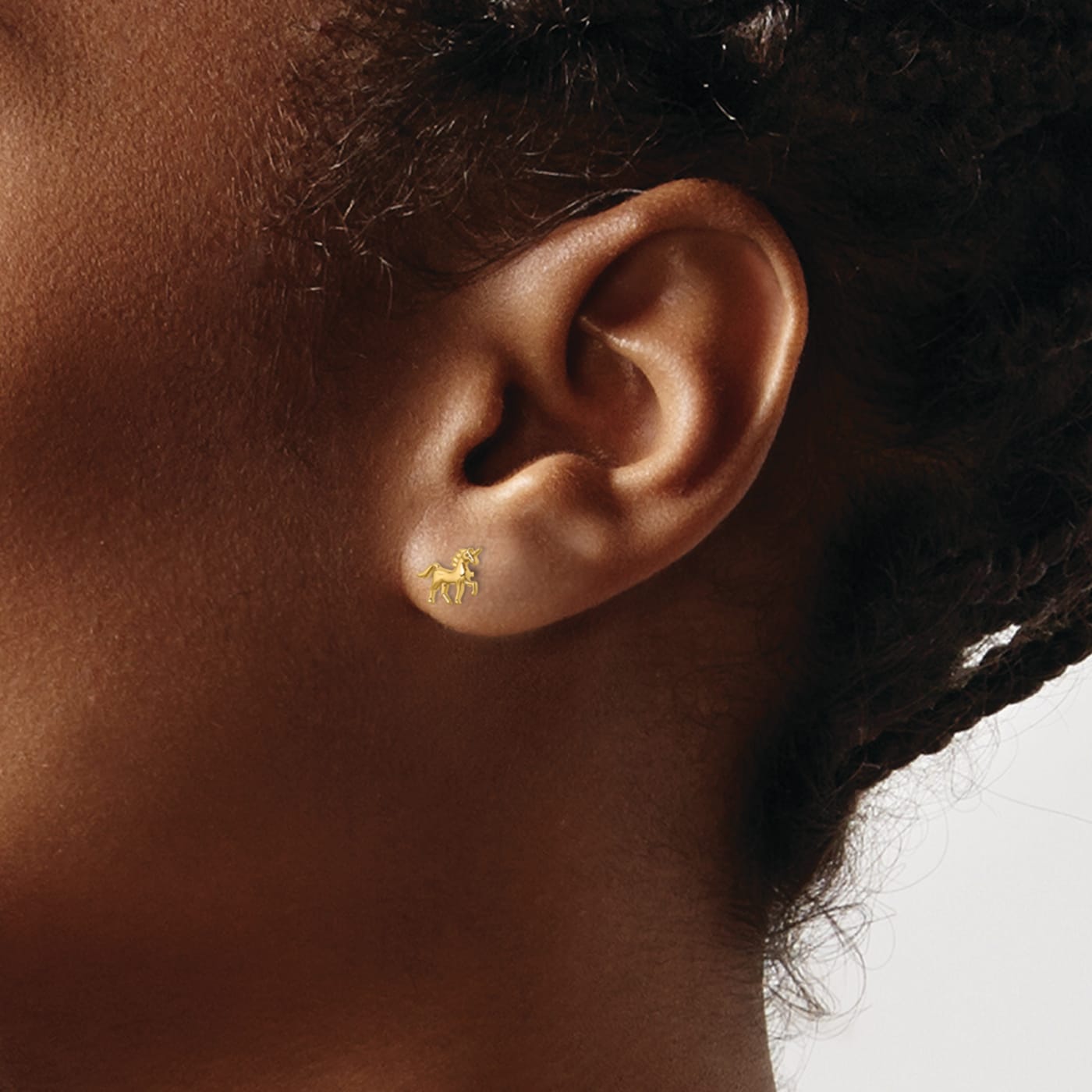 ピアス STONEHENgE Unicorn 14k earrings UNICORN-DOUBLE-HUGGIE-ON-BODY.