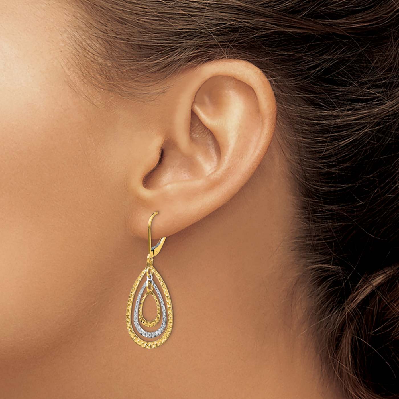14k Yellow Gold and 14k White Gold Diamond-Cut Triple
