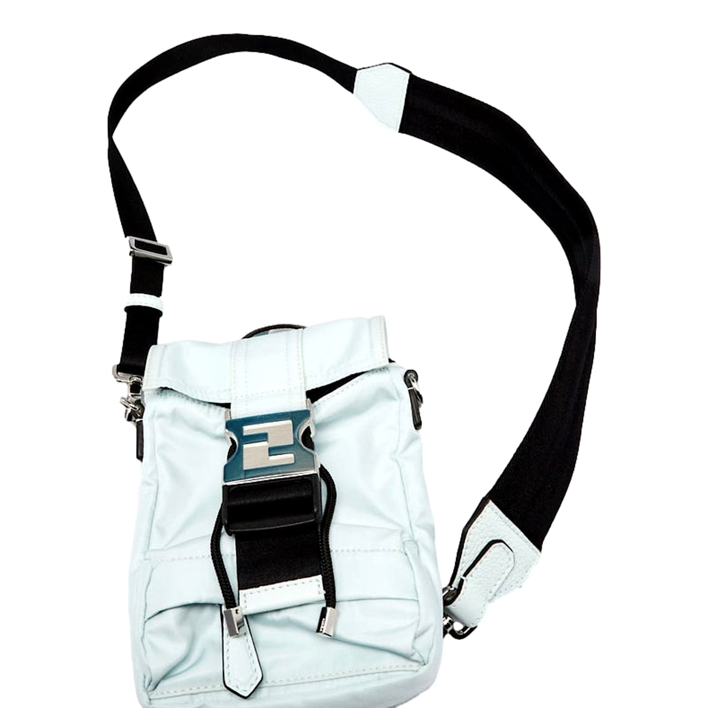 Fendi Fendiness Cyber Blue Nylon Buckle Mini Backpack