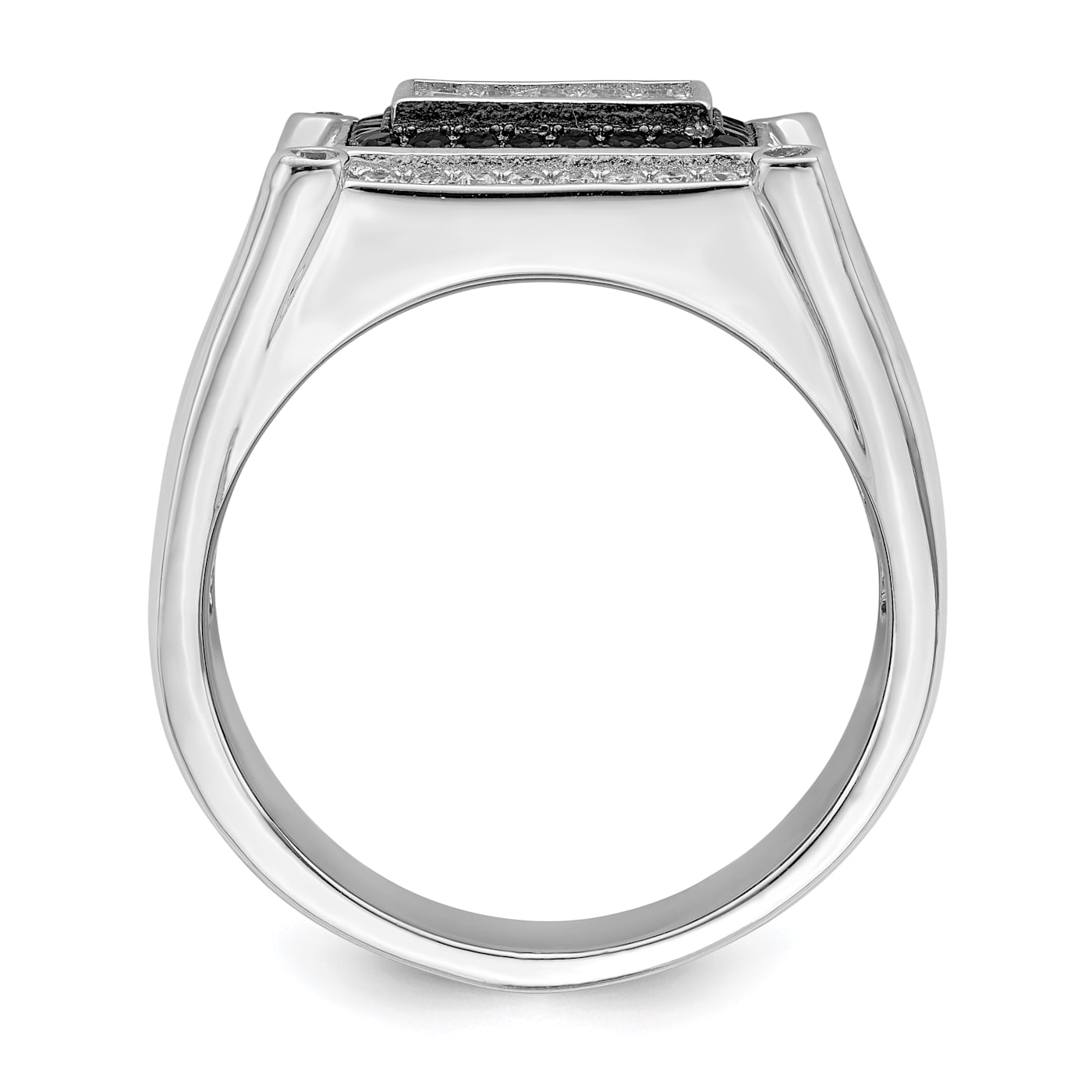 Rhodium Over Sterling Silver Brilliant Embers CZ Black and