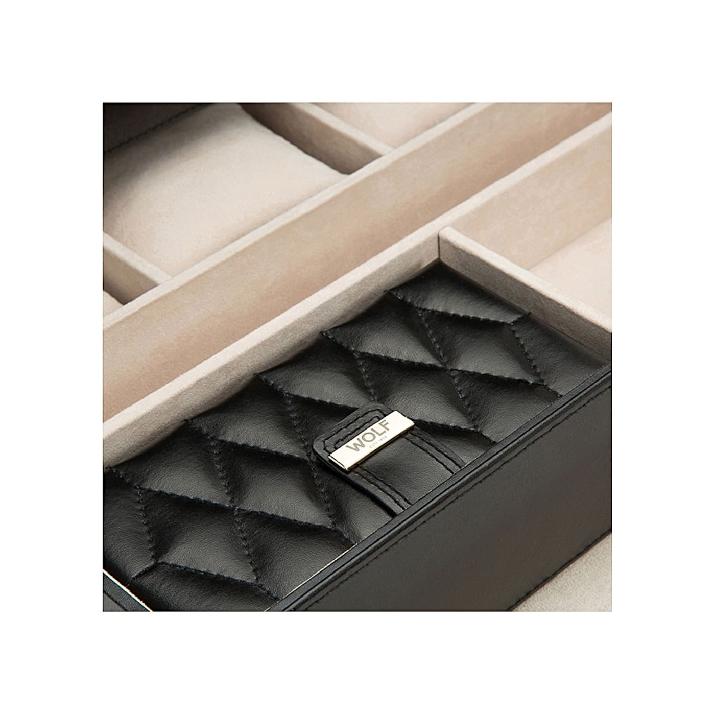 Caroline Extra Large Jewelry Box Black By Wolf - WJB092