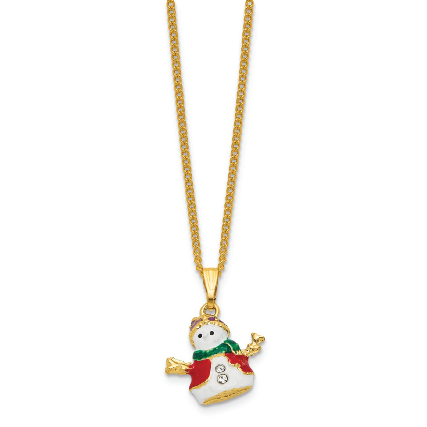 SNOWFALL Snowman Skiing Trinket Box