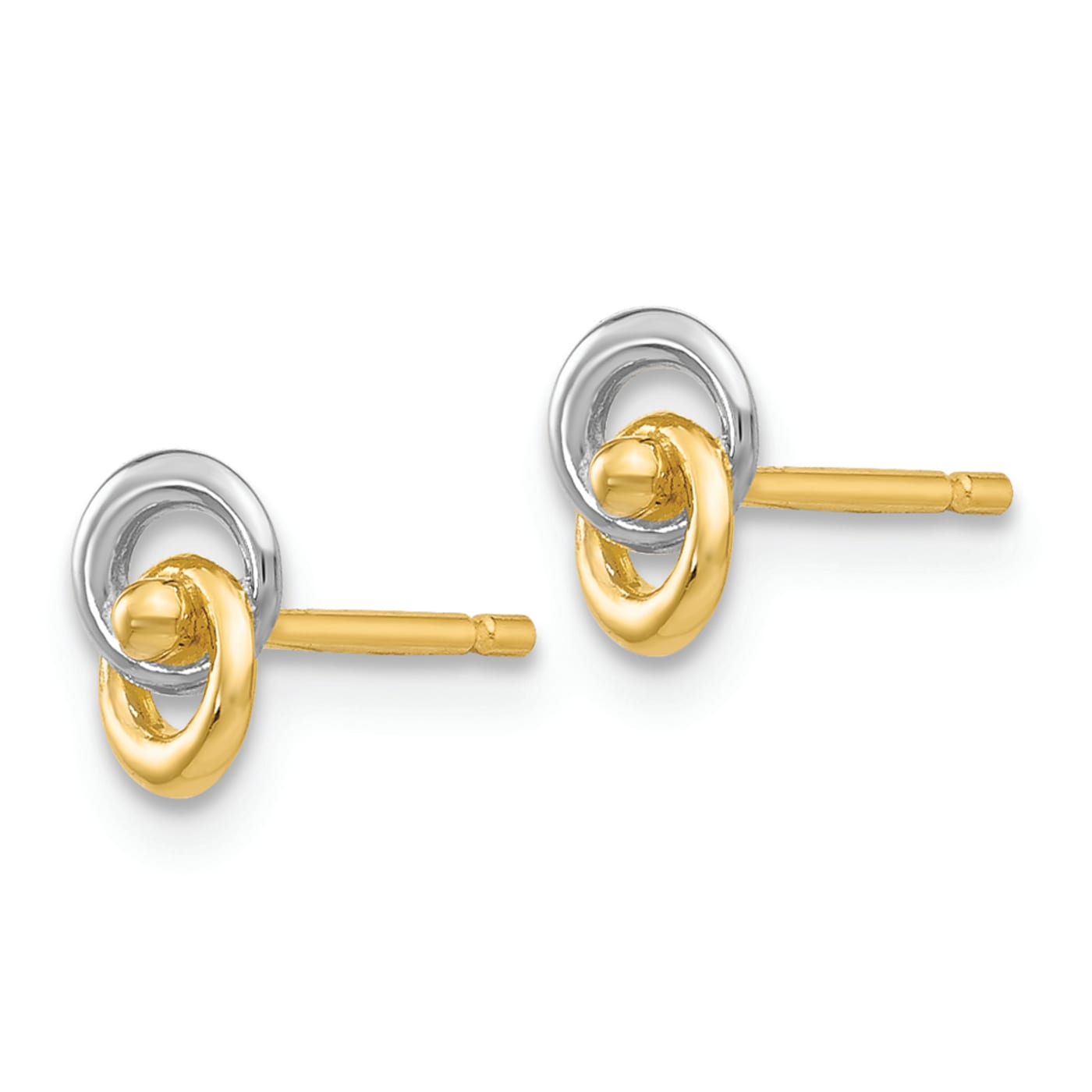 14K Two-tone Gold Love Knot Stud Earrings - 1L234A