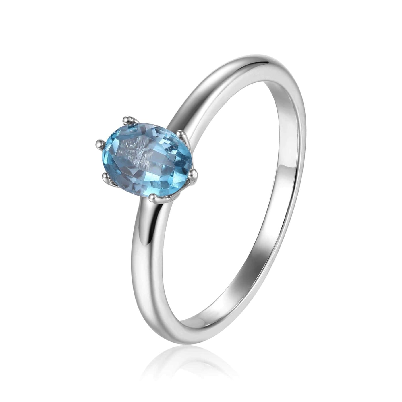 Oval Blue Zircon Sterling Silver Solitaire Ring, 1.00ct - 19TJZB