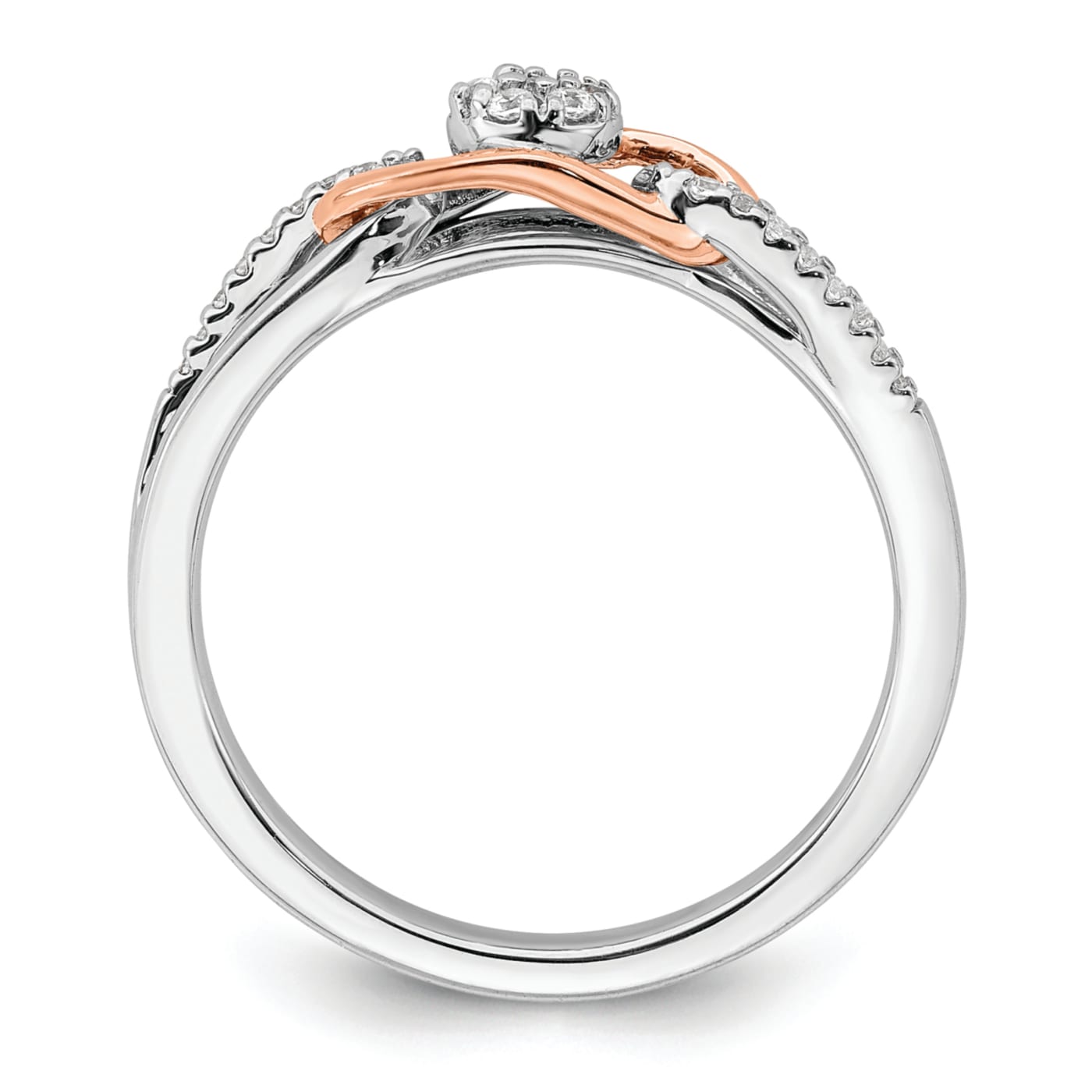 14K Two-tone White and Rose Gold Round Cluster Diamond