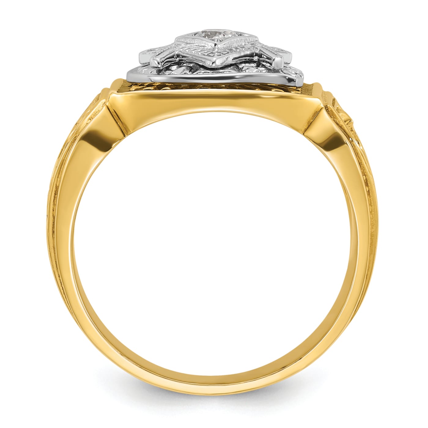 10K Two-tone Yellow and White Gold Men's Enameled and