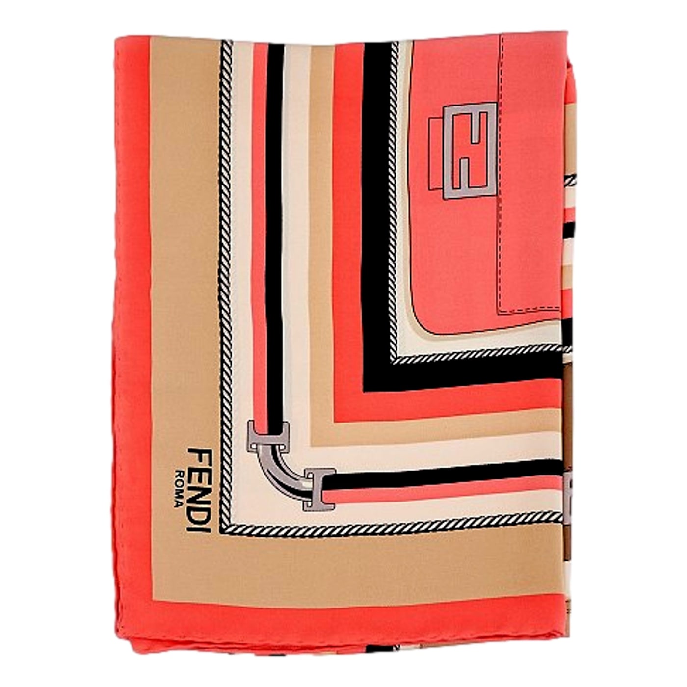 【FENDI】 multicolor silk scarves （関税送料込） Fendi Baguette Print Silk Scarf Foulard Pink Dalia