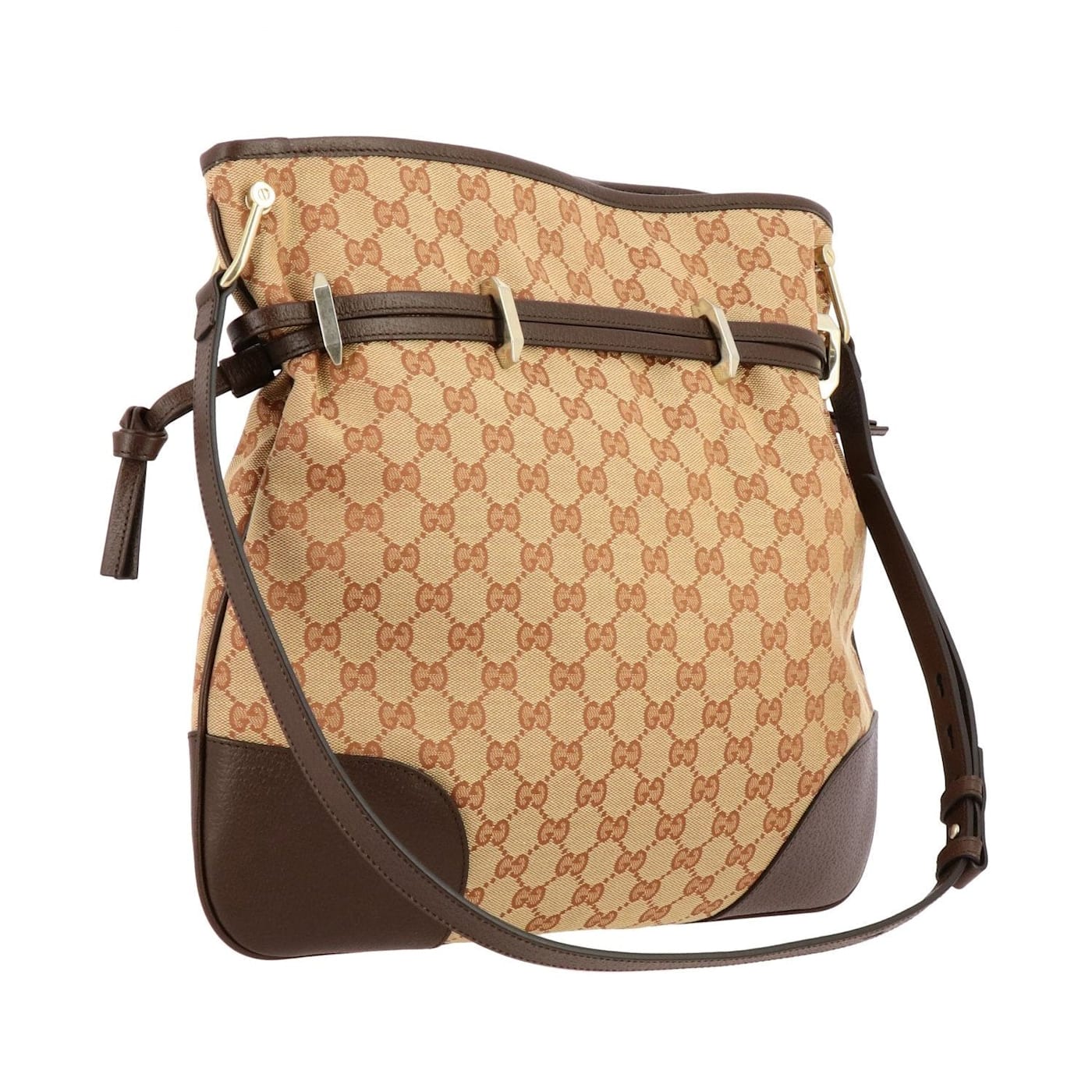Gucci 1955 Horsebit Beige Canvas Drawstring Crossbody Bag Gucci 1955 Horsebit Beige Canvas Drawstring Crossbody Bag
