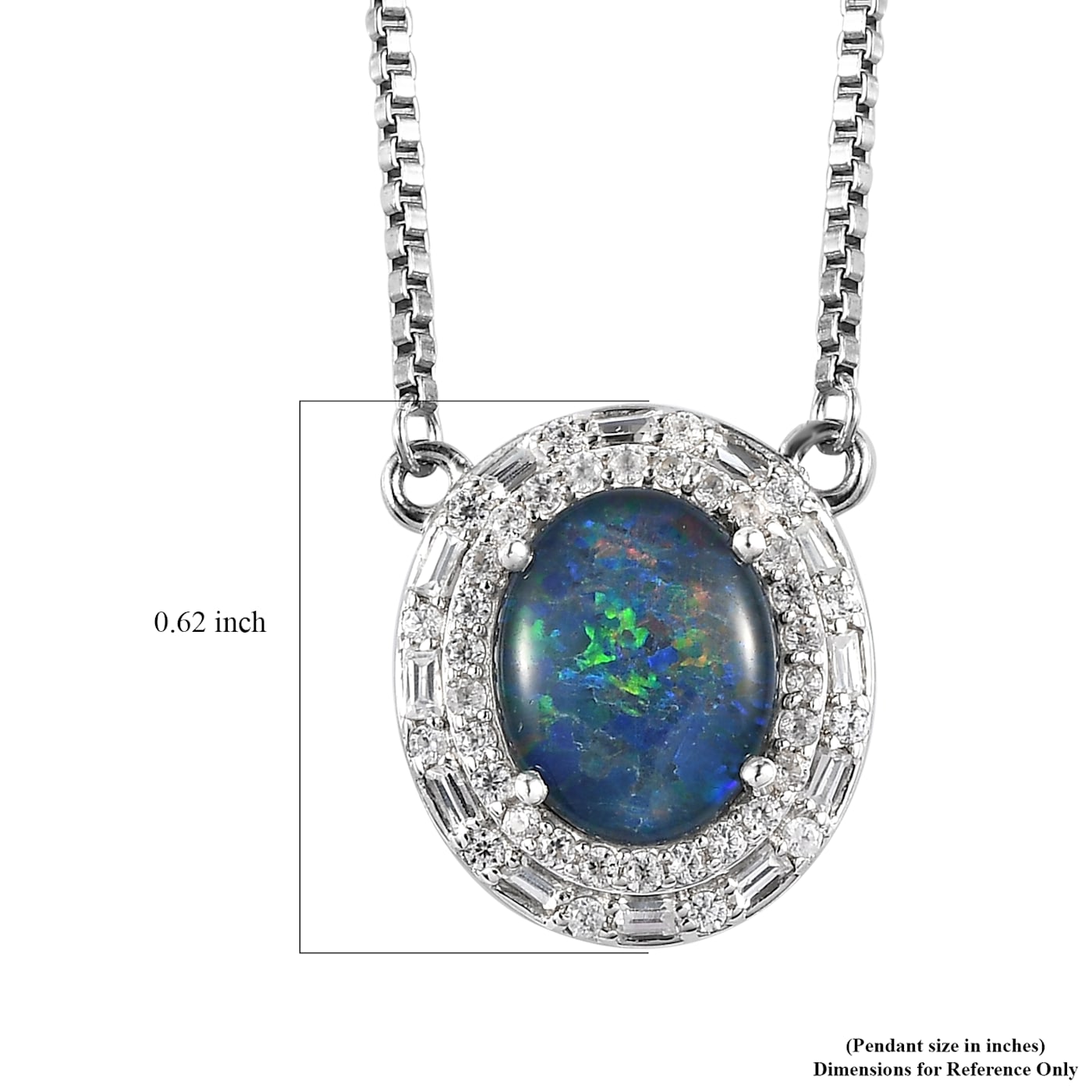 Sterling Silver Oval Boulder Opal Triplet and White Zircon