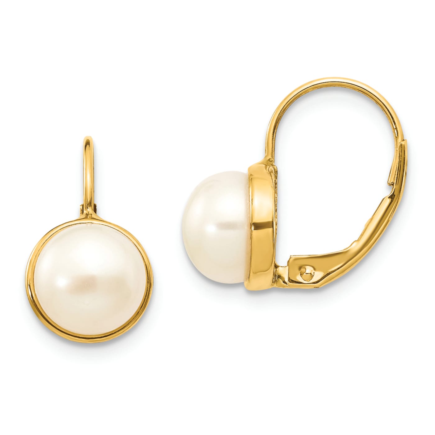 Pearl leverback store earrings yellow gold