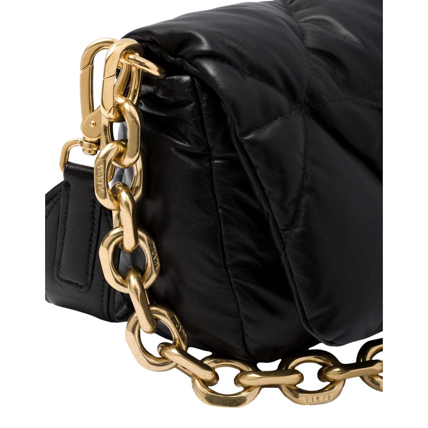 Prada Embossed Logo Black Quilted Soft Nappa Leather