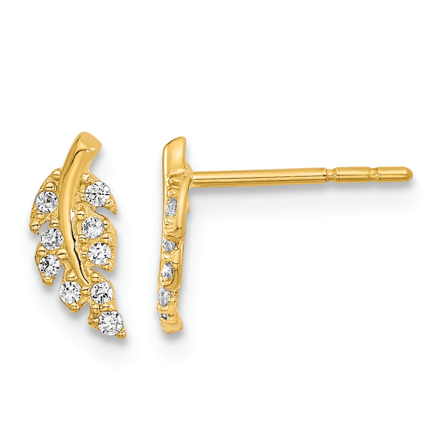 1pair 18K Gold Filled Dainty CZ Leaf Hoop Earrings,cz Ear