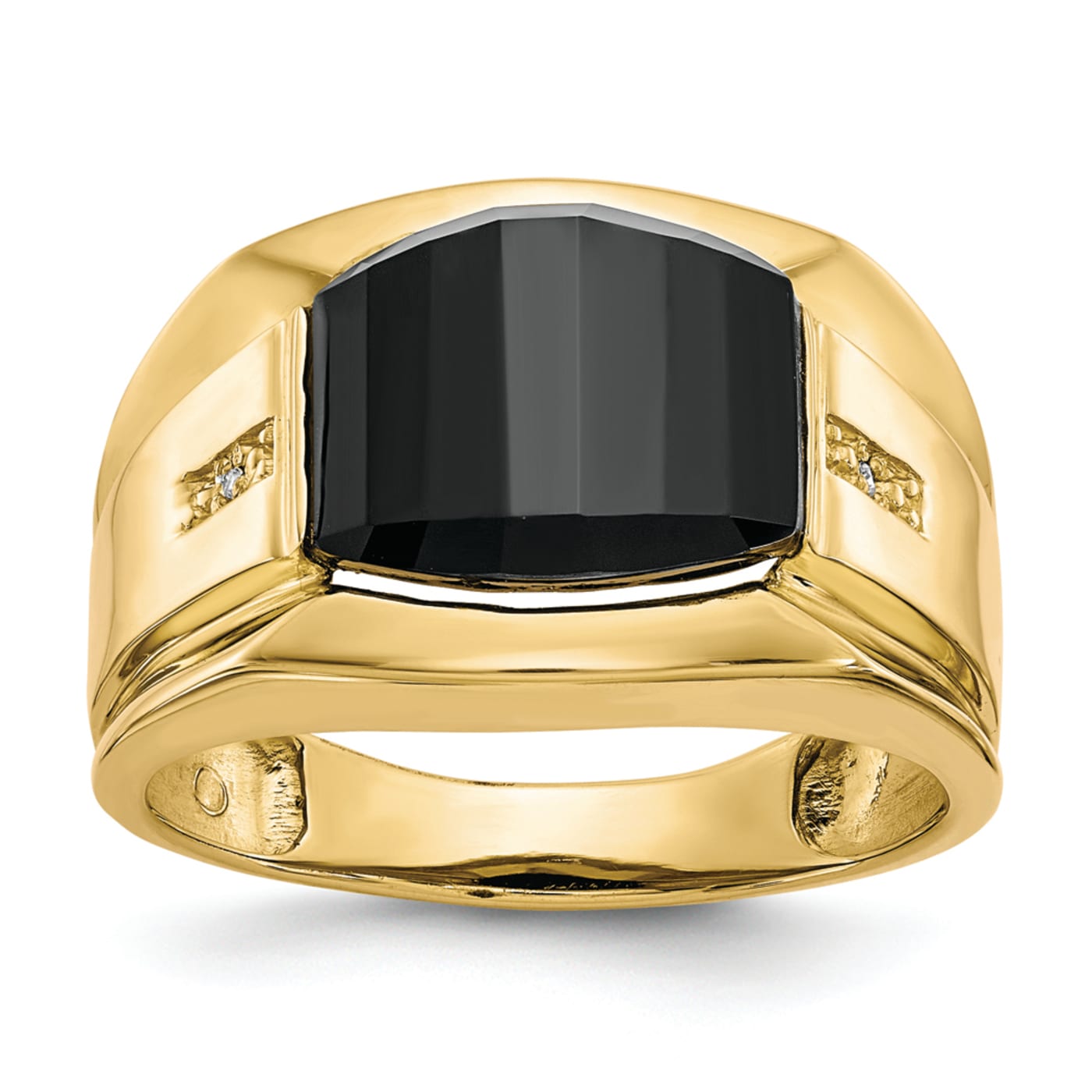 お気に入り and Diamond Men's Gold Yellow 10K Black 13WGBA - Ring Onyx アクセサリー
