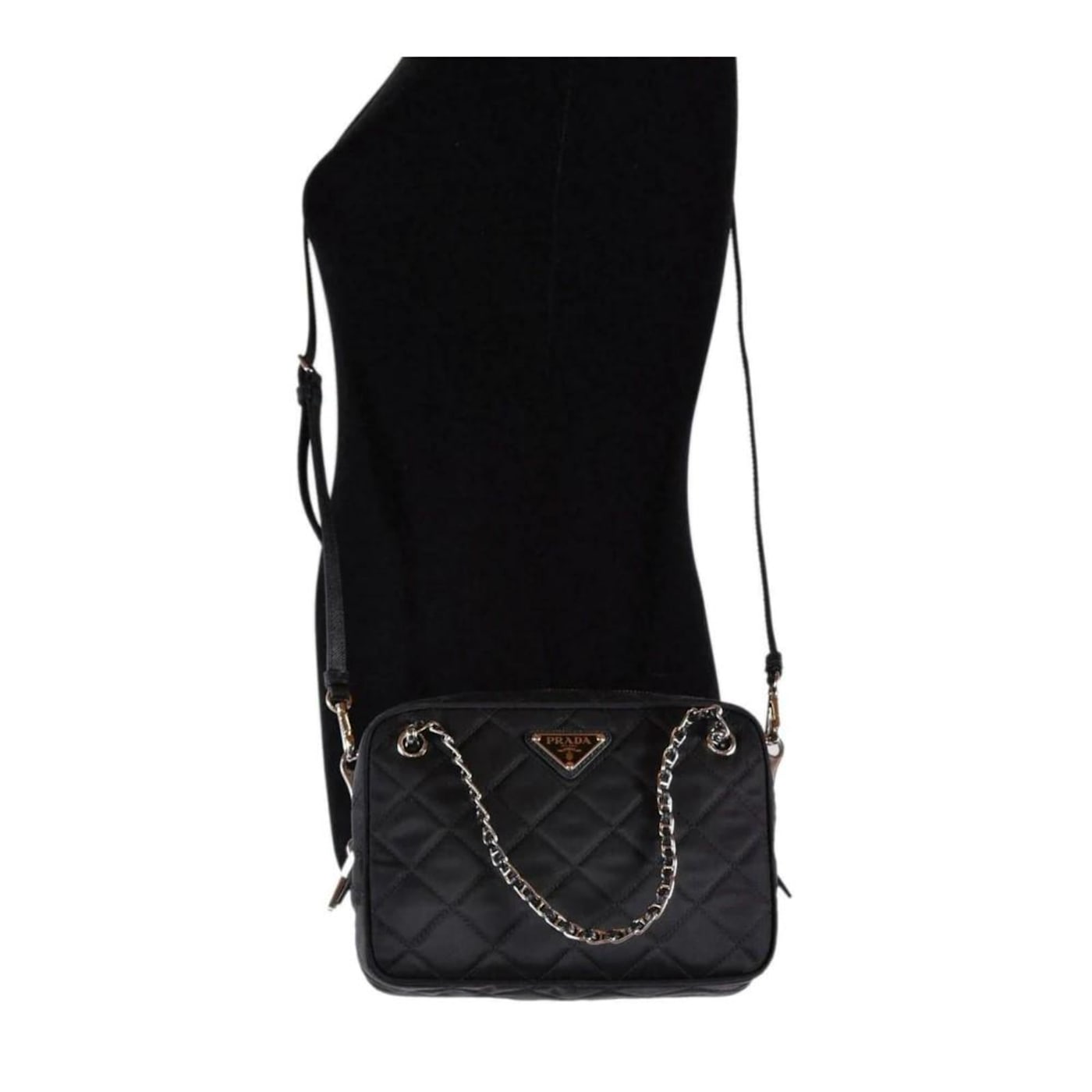 【タイムセール！】 Prada Re-Edtion Crossbody Logo Triangle Black Quilted Nylon トートバッグ