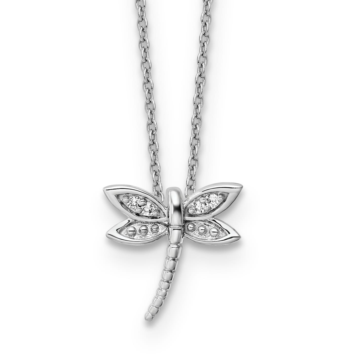 【King Ice】☆日本未入荷☆DRAGONFLY NECKLACE Rhodium Over Sterling Silver White Ice Diamond Dragonfly