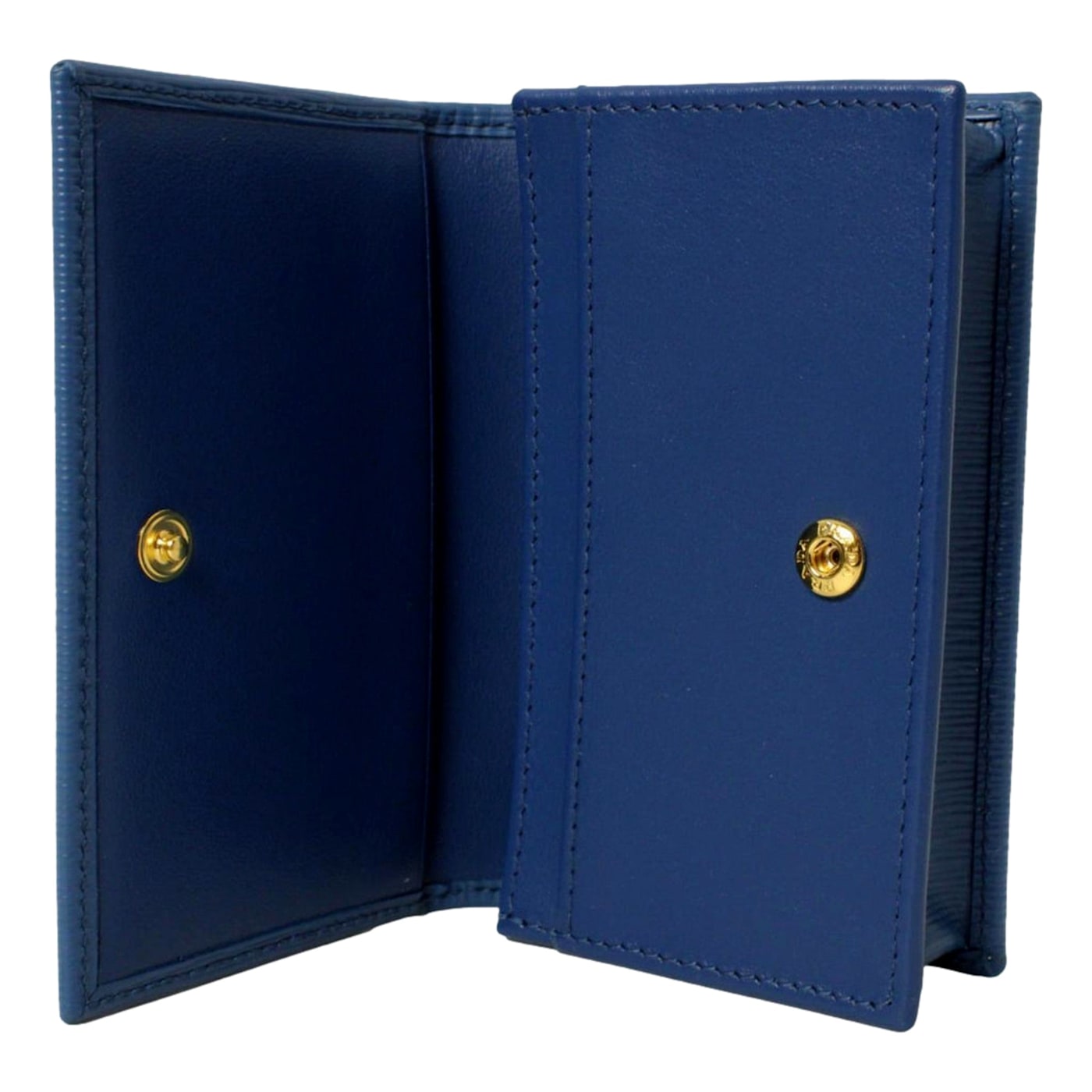 Prada Blue Vitello Move Leather Triangle Logo Card Case
