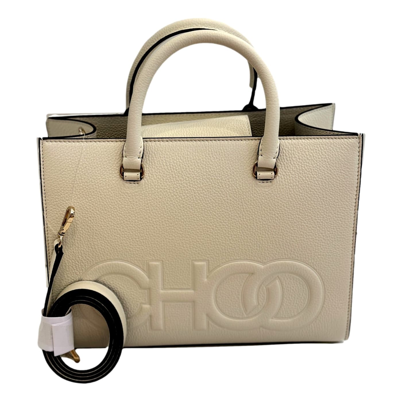 トートバッグ Jimmy Choo Ivory canvas N/S Tote M shopping bag AVENUE M TOTE | Natural Recycled Cotton Canvas Tote Bag with