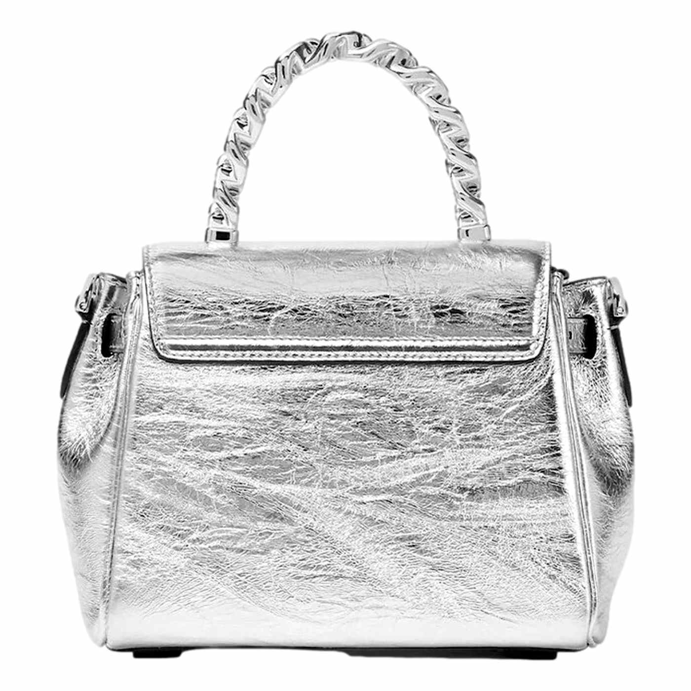 バッグ・カバンその他 Wallet On Chain - Versace - Leather - Silver Versace La Medusa Silver Tone Metallic Top Handle Handbag