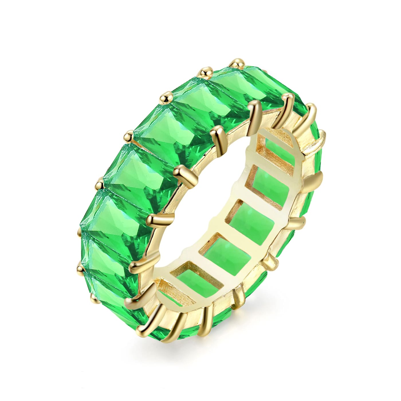 The Colored Cubic Zirconia Ring- 14K Gold Over Sterling