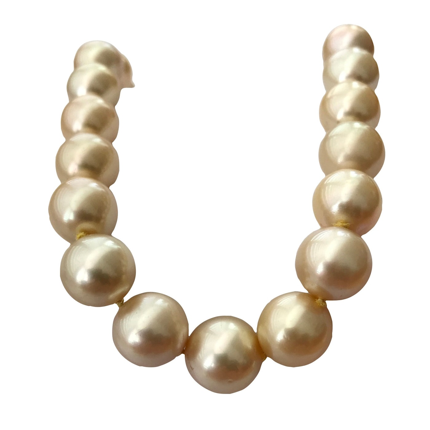 Rare Aaaa Champagne Natural Color Golden South Sea Cultured Pearl Strand with 14K Yellow Gold Clasp