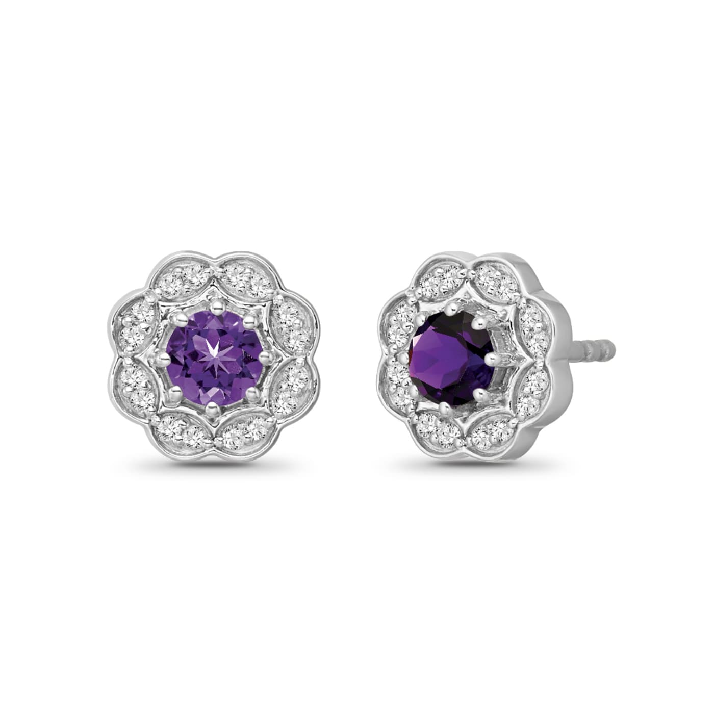 Diamond 0.12Ctw and amethyst Sterling Silver Earring - 16MDCA