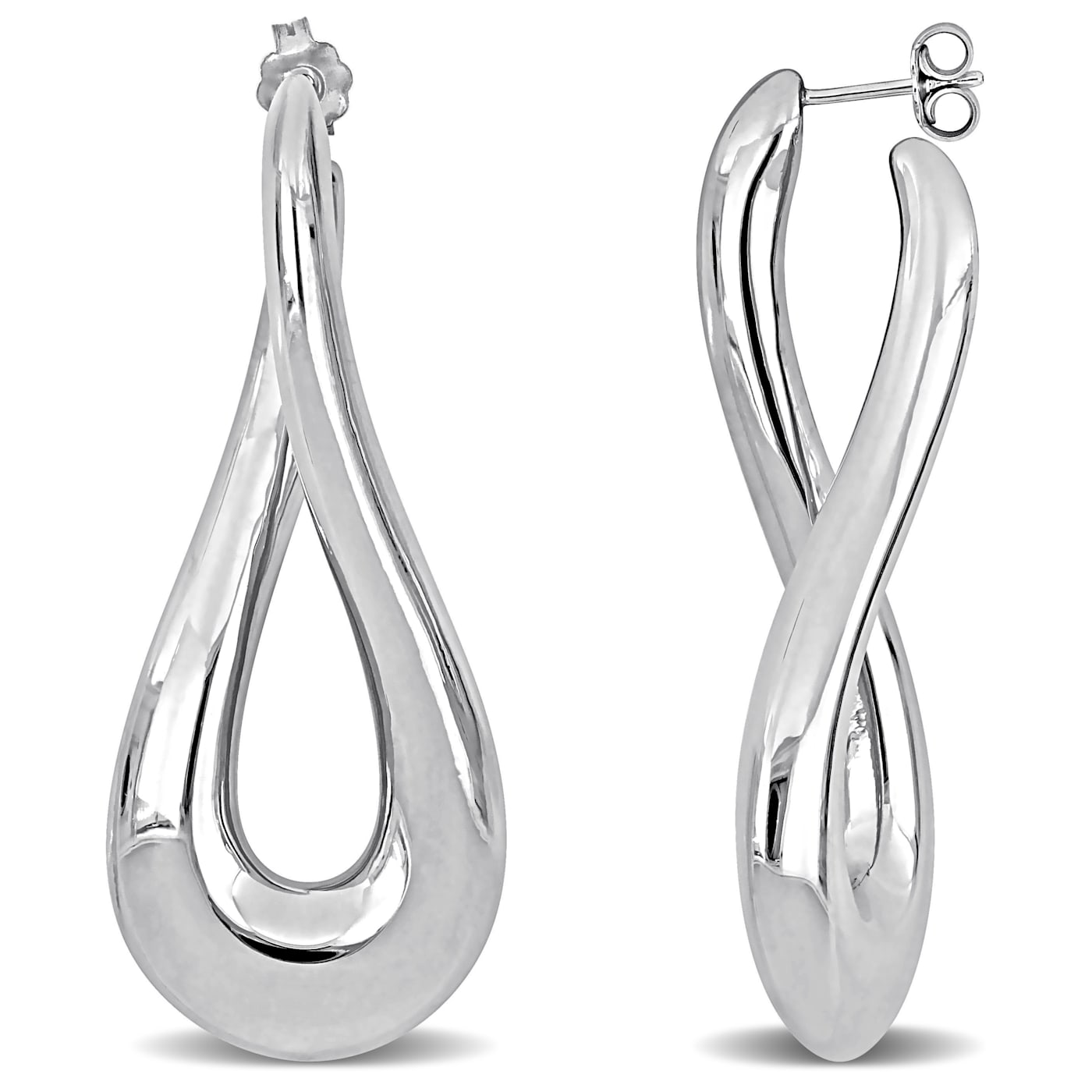 55MM Oval Twist Earrings in Sterling Silver - 12C5MA