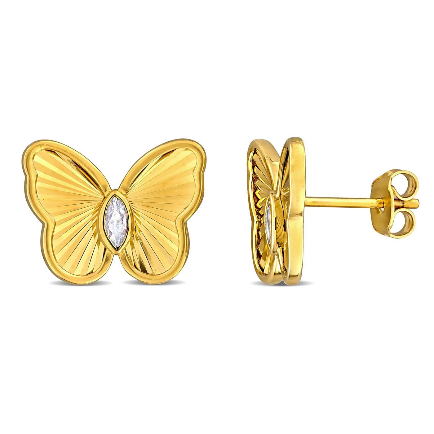 1/4 CT TGW Created White Sapphire Butterfly Stud Earrings in